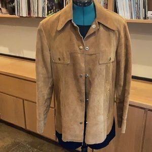 Vintage Men’s 70s Suede Leather Jacket Camel, S/M